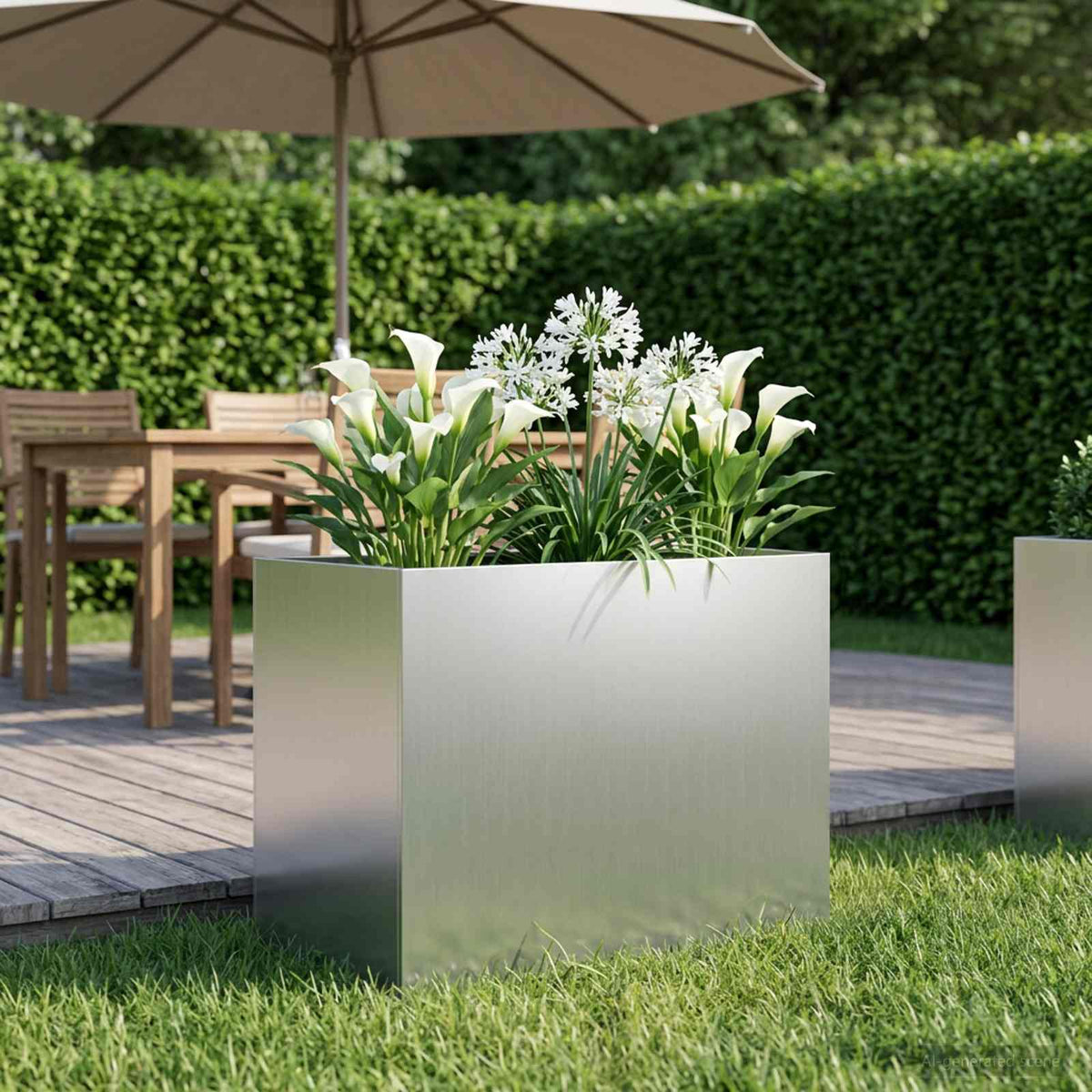 Macetero De Jardín Plateado 60 X 40 X 50 Cm Acero Galvanizado_1