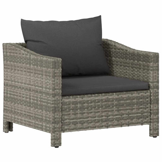 Vidaxl Sillón De Jardín Con Cojín De Ratán Sintético Gris_0