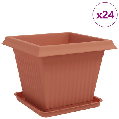 Macetas 24 Pcs Rojo Ladrillo 43 X 43 X 33,5 Cm Plástico_0