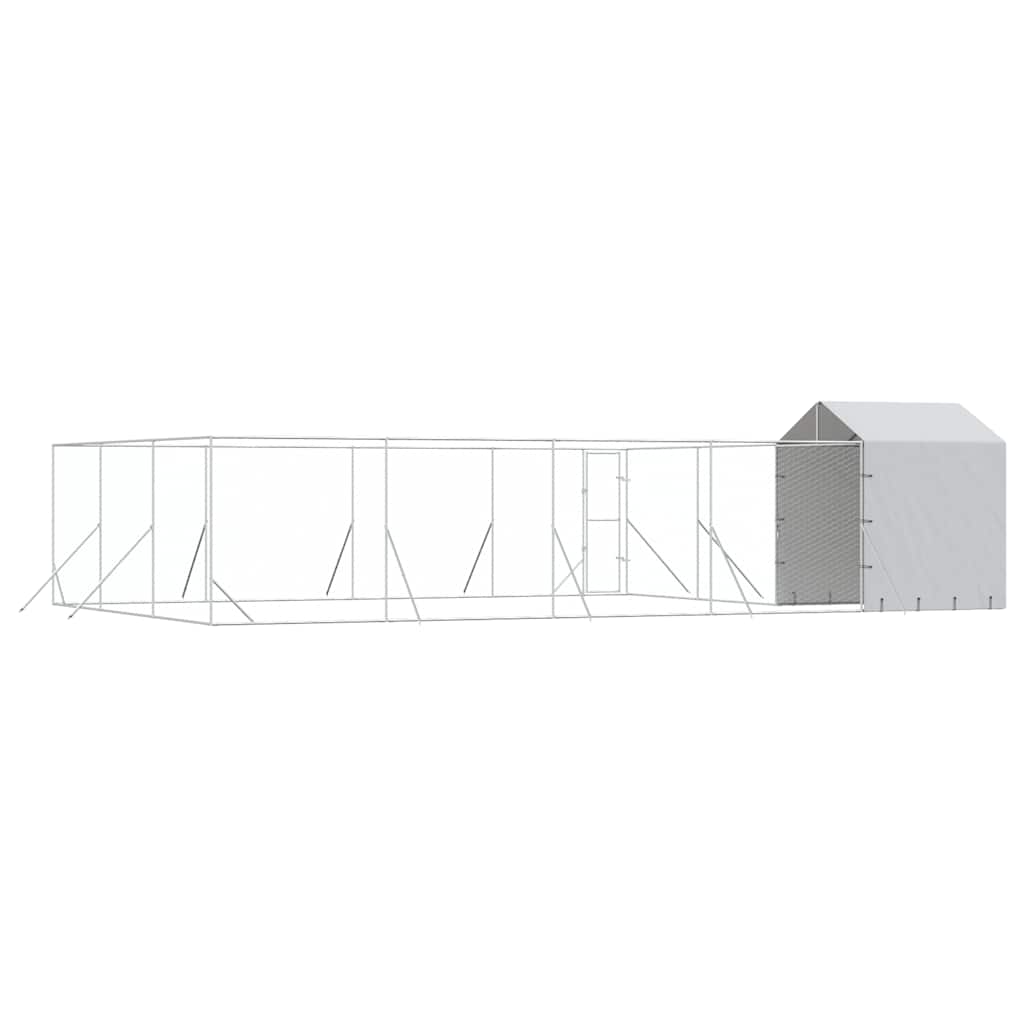 Perrera De Exterior Con Toldo Acero Galvanizado Plata 10x6x2,5m_5