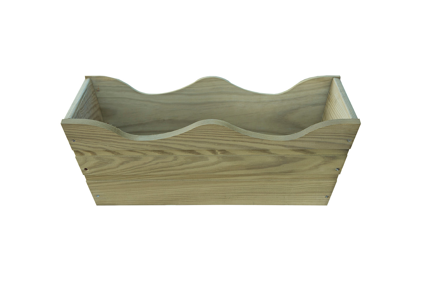 Jardinera De Balcon Ondulada De Madera Autoclave De 50 X 20 X 19,50 Cm 10l + Bolsa Geotextil_0