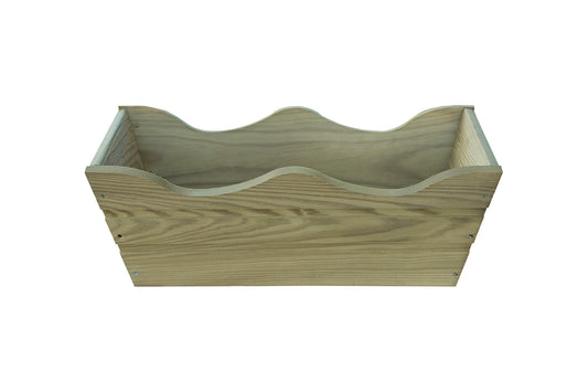 Jardinera De Balcon Ondulada De Madera Autoclave De 50 X 20 X 19,50 Cm 10l + Bolsa Geotextil_0