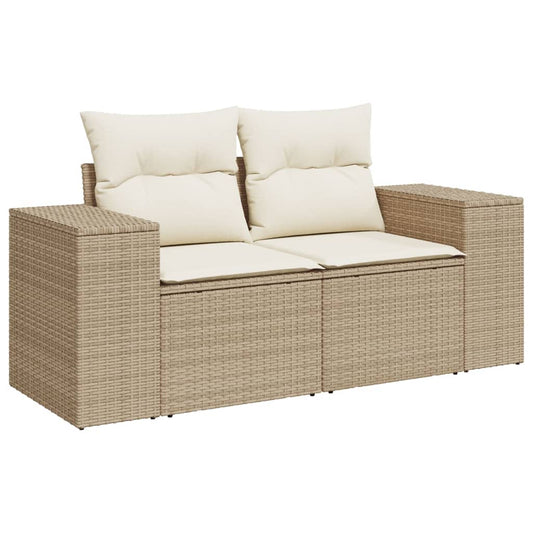 Set Sofás De Jardín 7 Piezas Y Cojines Ratán Sintético Beige / Vetonek_0