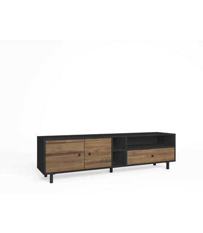 Mueble Para Televisión Modelo Rolan 2 Puertas 1 Cajón Acabado Nogal/bocamina, 180cm(anch_3
