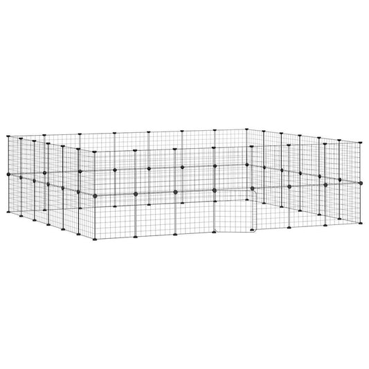 Vidaxl Jaula Para Mascotas De 52 Paneles Puerta Acero Negro 35x35 Cm_0