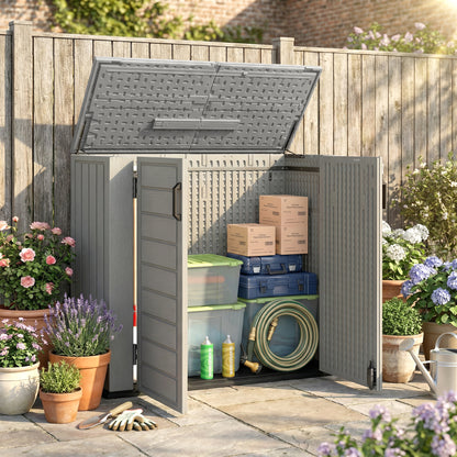 Outsunny Cobertizo De Jardín 940l Con Tapa Abatible 2 Puertas Cerradura Gris_3