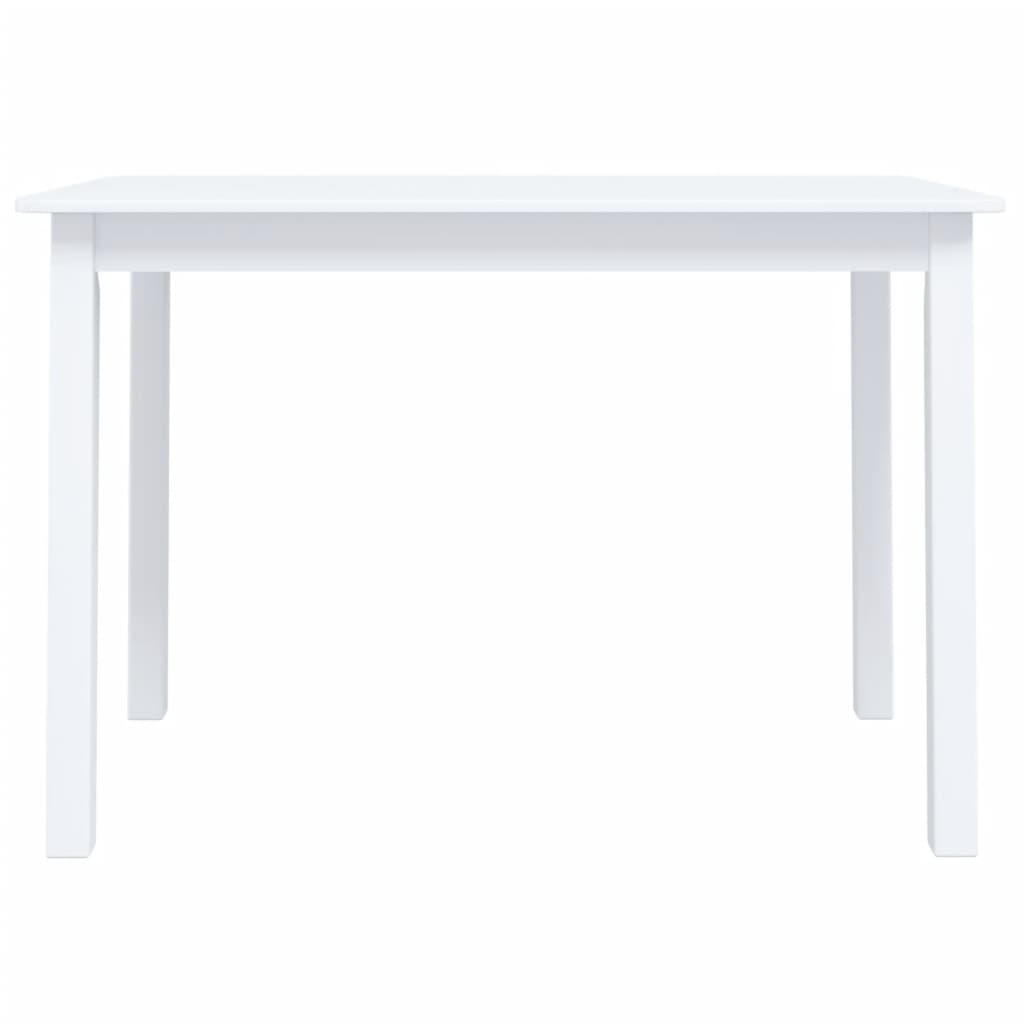 Mesa De Comedor De Madera Maciza De Caucho Blanca 114x71x75 Cm_1