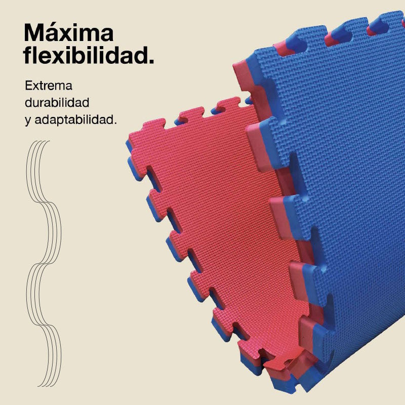 Tatami Puzzle 4cm 100x100cm, Pack 4 Unidades – Superficie T Azul/rojo Jowy_5