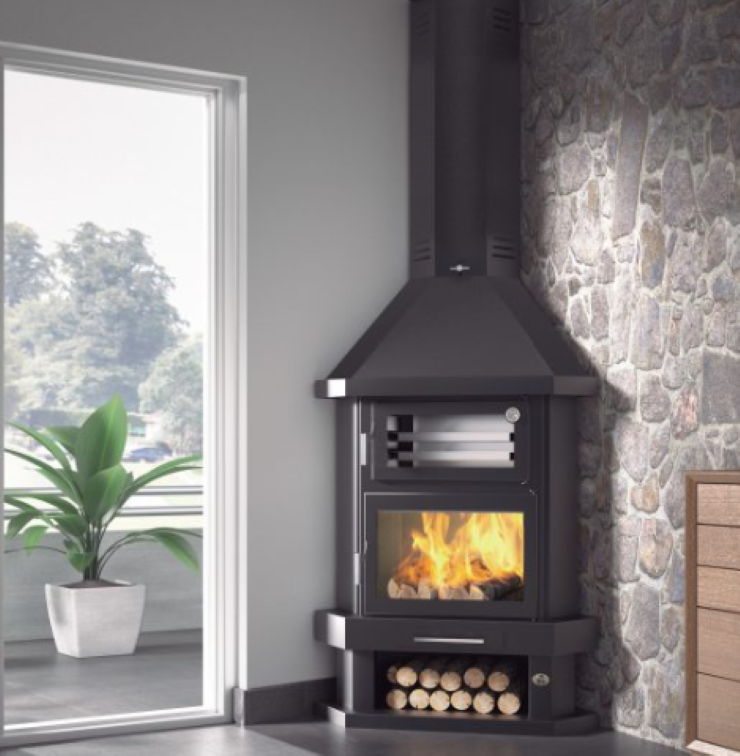 BRICOSOL Chimenea Leña Rincón con Horno FM Modelo C-300-RH_1