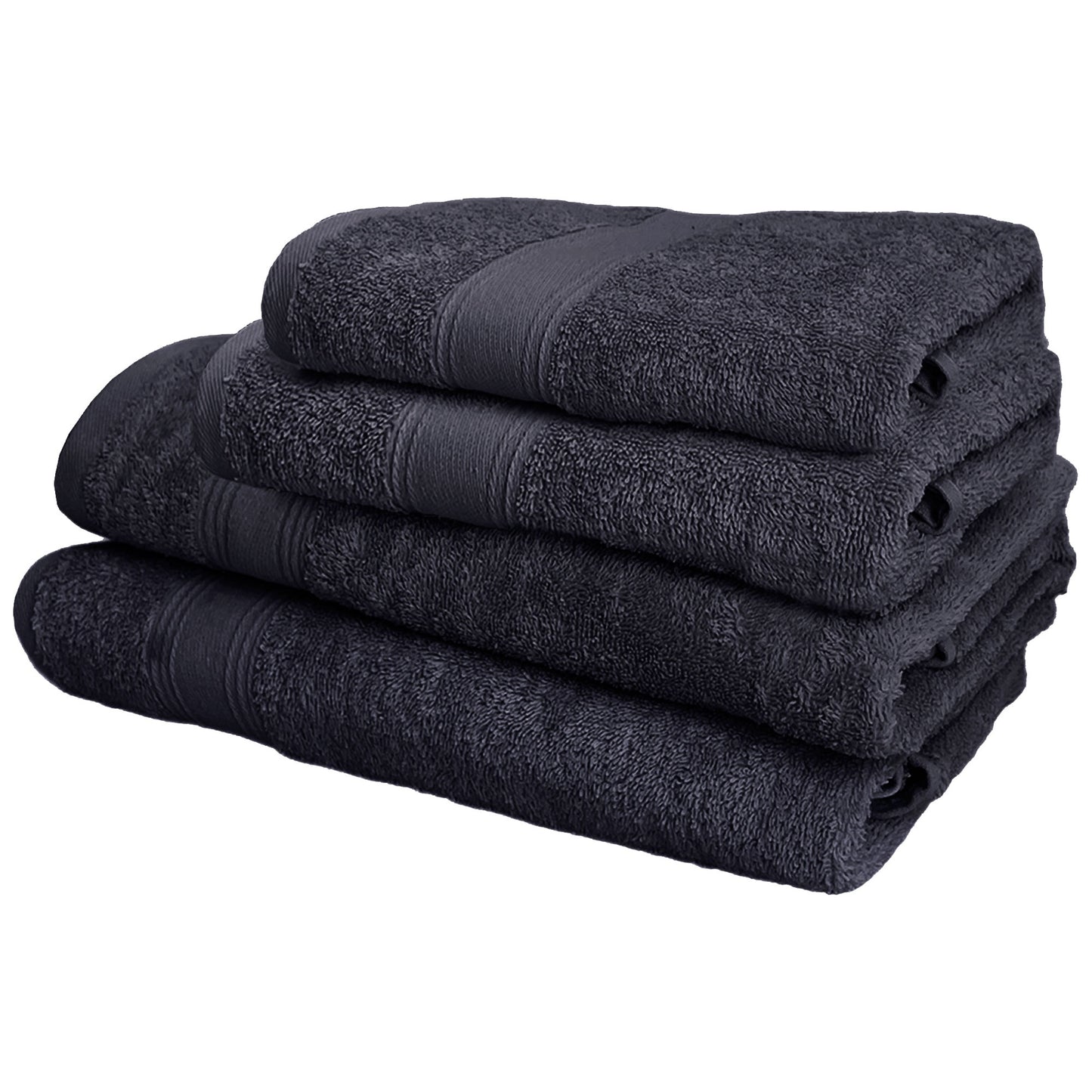 Juego De 4 Toallas De Baño: 2 Toallas De Lavabo 50x90 ; 2 Toallas De Ducha 70x140cm 450 Gr/m2 100% Algodón Gris Oscuro_0