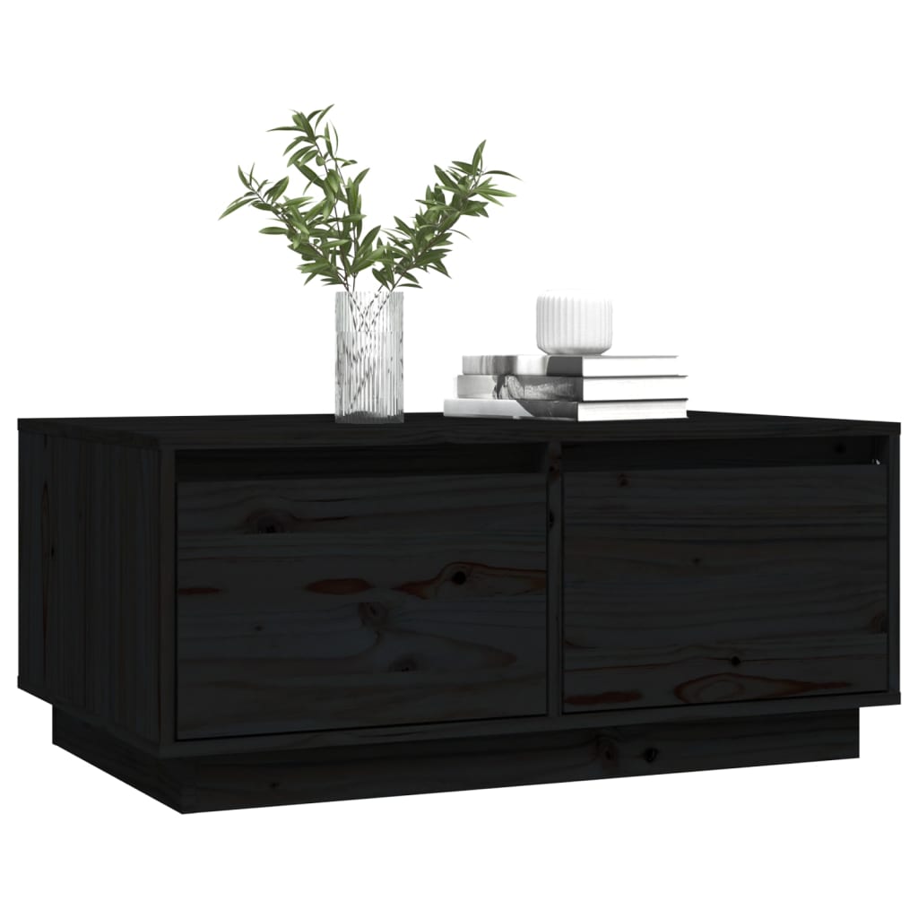 Mesa De Centro De Madera Maciza De Pino Negro 80x50x35 Cm_2