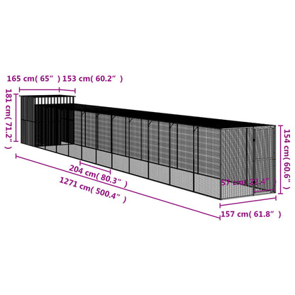 Vidaxl Gallinero Con Corral Acero Galvanizado Gris 165x1271x181 Cm_2