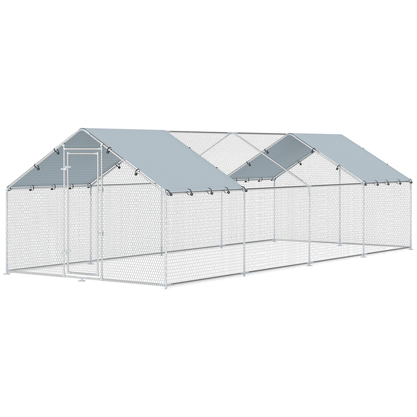 Pawhut Gallinero Para Exterior Grande 6,8x3x1,9 M 20,4 M² Con Cubierta Cerradura_4