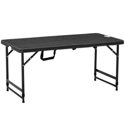 Outsunny Mesa De Jardín Plegable Con Altura Ajustable 118x60x56-74cm Gris Oscuro_0