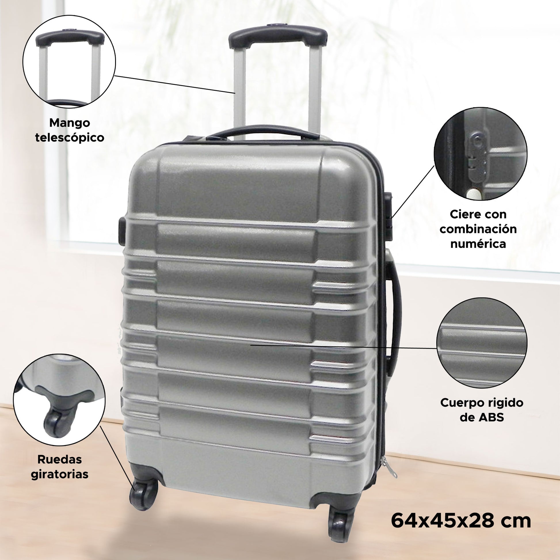 Set De Maleta 64x45x28cm Con Funda Protectora'believer'