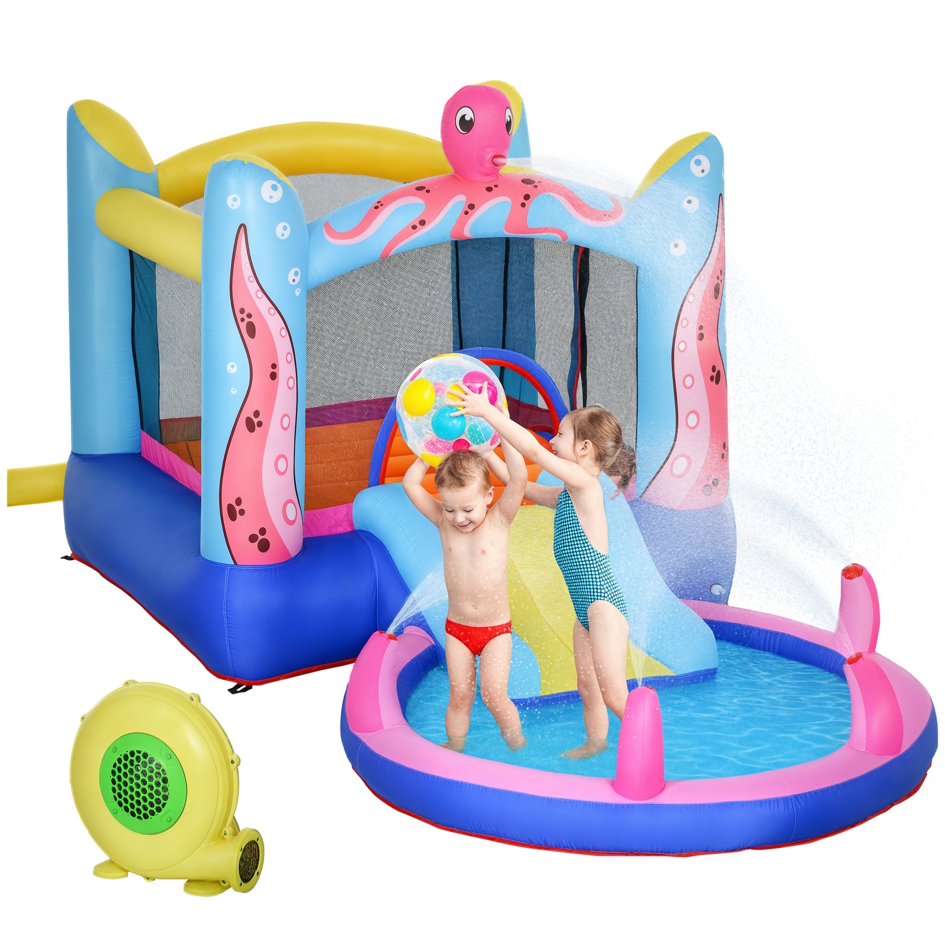 Outsunny Castillo Hinchable Para Niños Con Piscina 360x175x180 Cm Multicolor_0