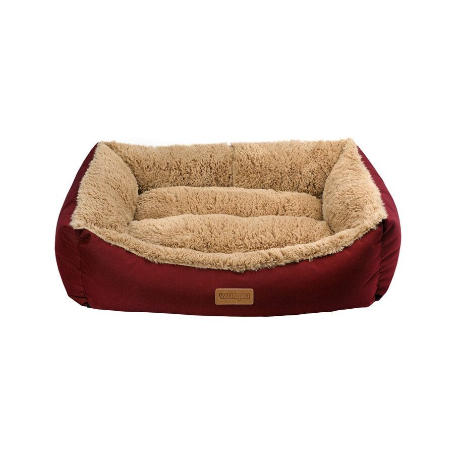 Wuapu Cama Rectangular Serie Tuca 60x50x19cm Granate Con Pelo Beige_0