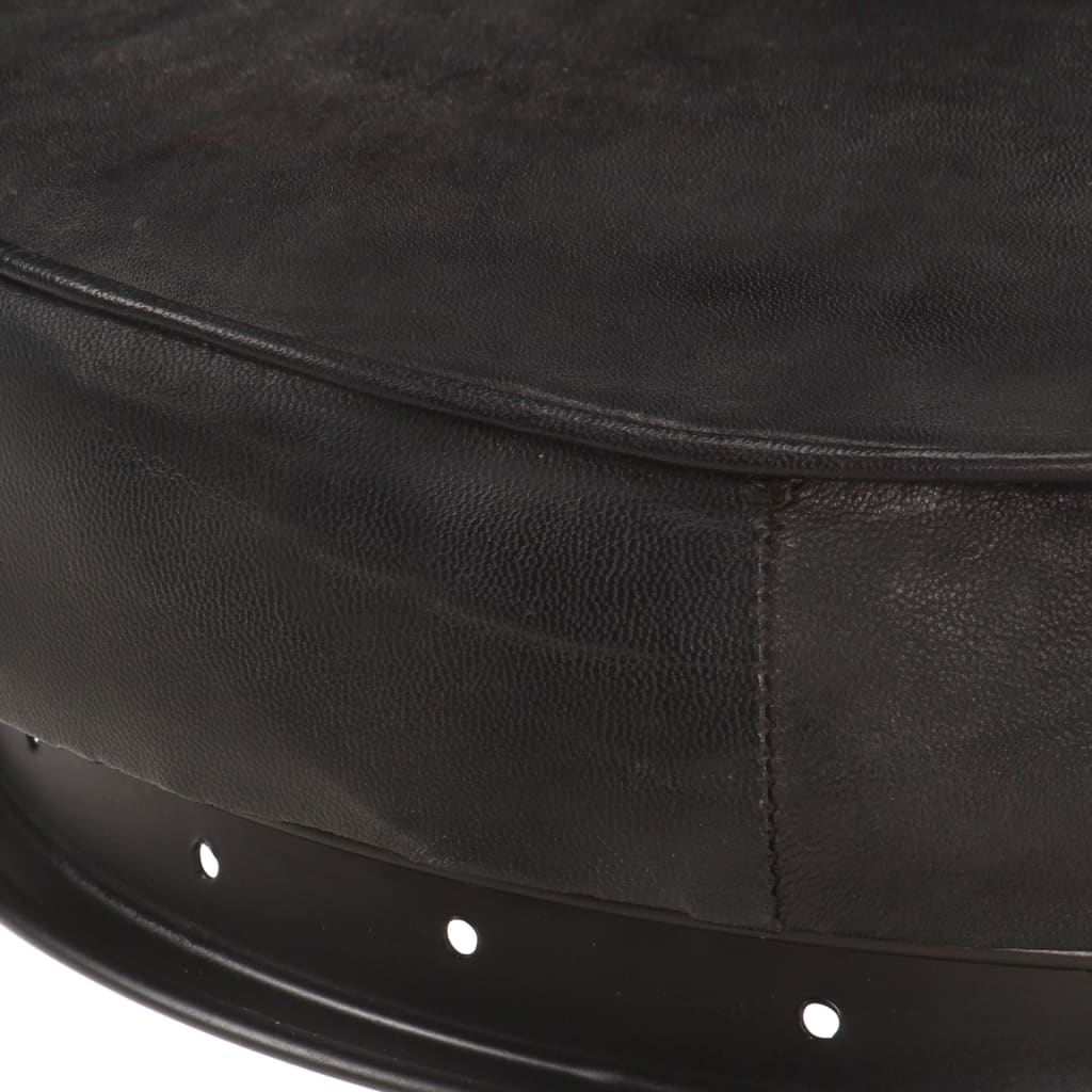 Taburetes De Cocina 2 Unidades Cuero Auténtico De Cabra Negro_5