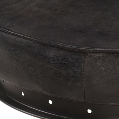 Taburetes De Cocina 2 Unidades Cuero Auténtico De Cabra Negro_5