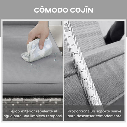 Outsunny Tumbona De Ratán Reclinable Con Respaldo Ajustable Gris_5