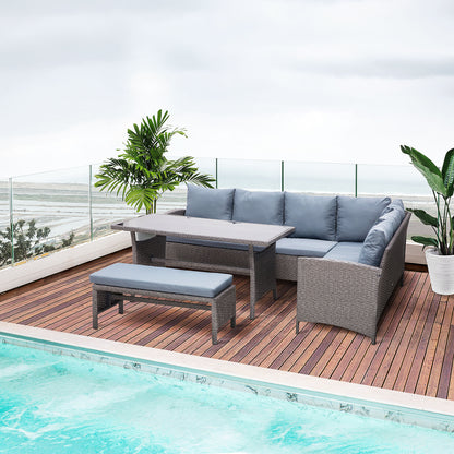 Outsunny Conjunto 4 Piezas Muebles De Ratán Con Cojines Acolchados Tubo_1