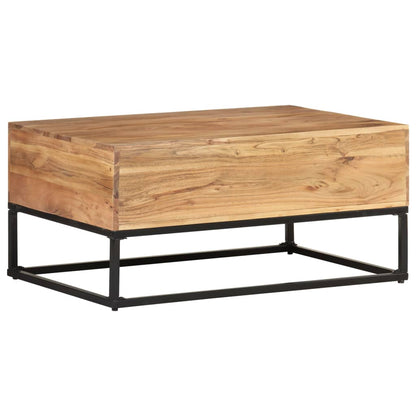 Mesa De Centro De Madera Maciza De Acacia 90x60x40 Cm_2