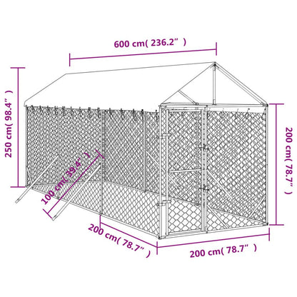 Vidaxl Perrera De Exterior Con Toldo Acero Galvanizado Plata 2x6x2,5 M_2