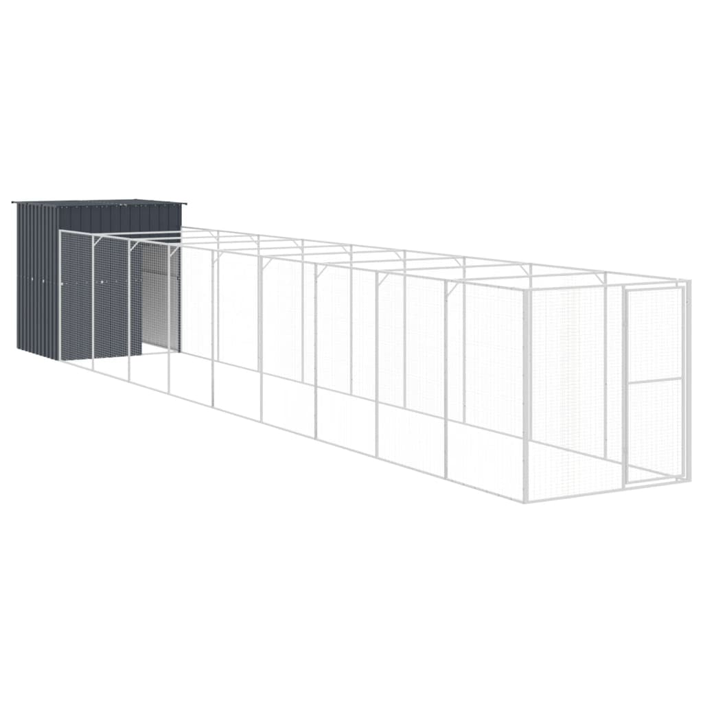 Vidaxl Caseta Perros Con Corral Acero Galvanizado Gris 165x1067x181 Cm_4