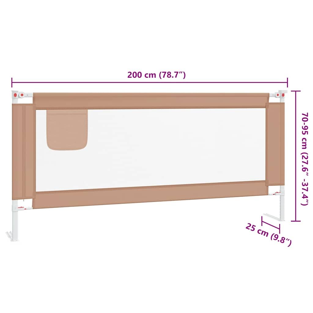 Vidaxl Barandilla De Seguridad Cama De Niño Gris Taupe Tela 200x25 Cm_2