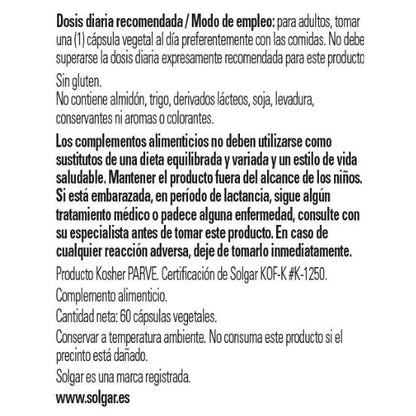 Vitamina D3 (Colecalciferol) 4000 UI (100 μg) 60 cápsulas vegetales Solgar