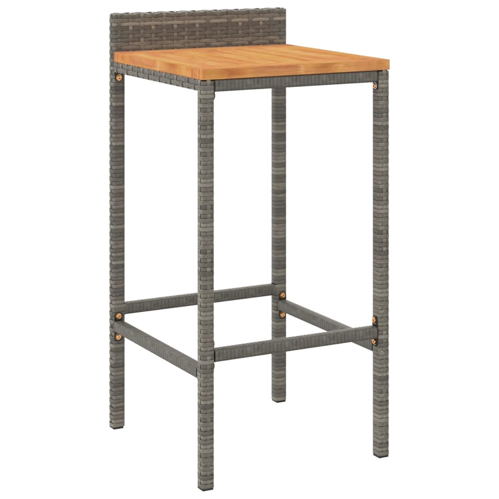 Taburetes Altos 4 Uds Madera De Acacia Y Ratán Sintético Gris_1