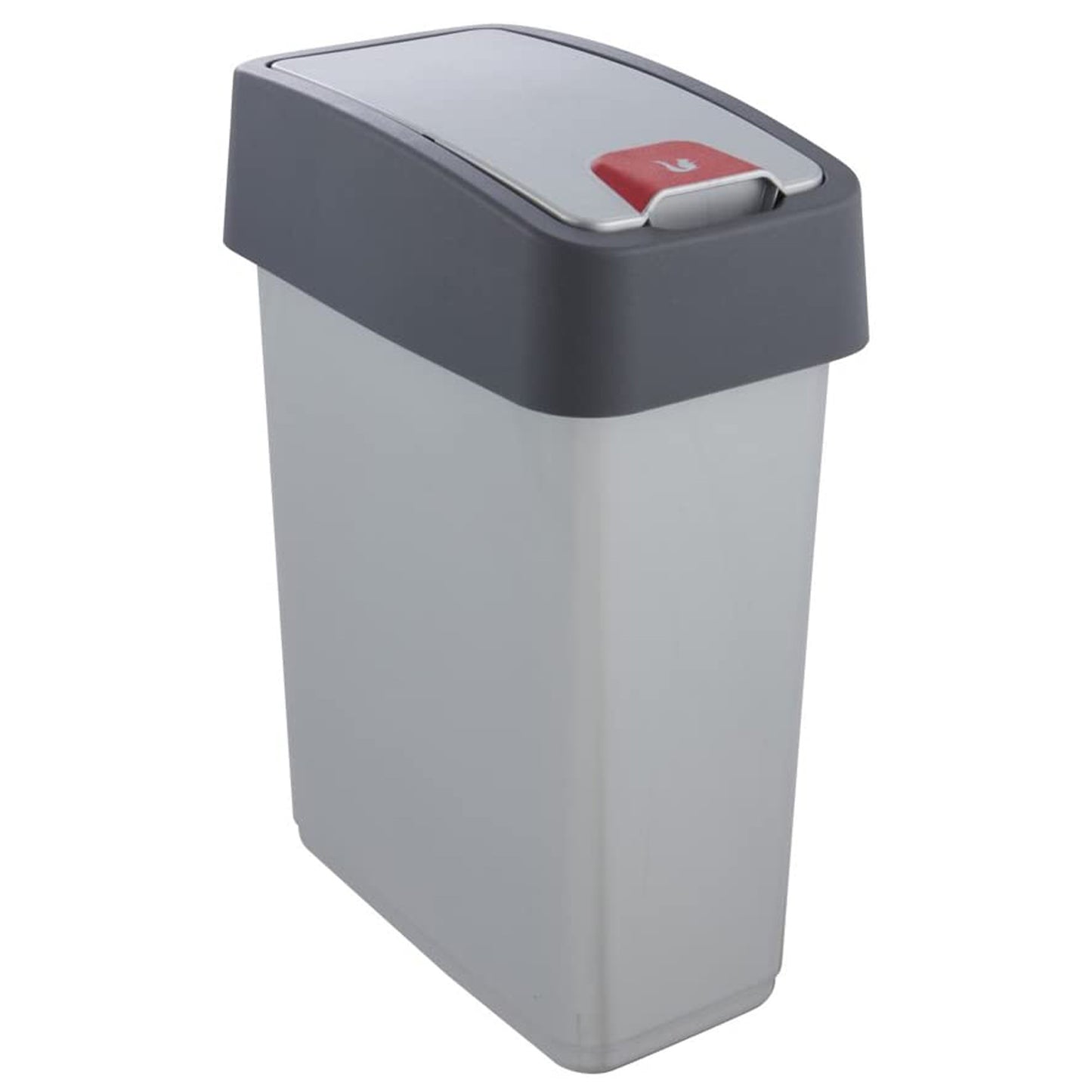 Cubo De Basura Premium Con Tapa Abatible, Tacto Suave, 10l, Color Plateado