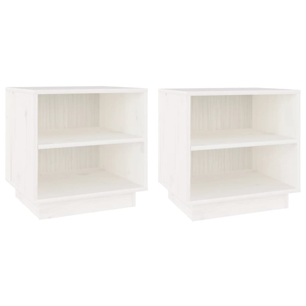 Mesitas De Noche 2 Uds Madera Maciza De Pino Blanco 40x34x40 Cm_0