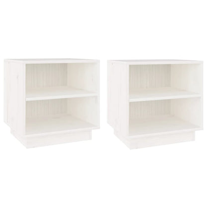 Mesitas De Noche 2 Uds Madera Maciza De Pino Blanco 40x34x40 Cm_0