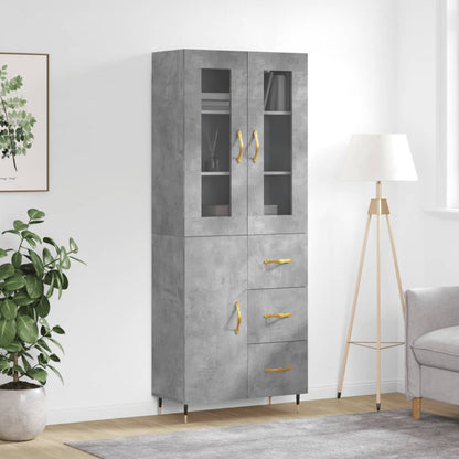 Aparador Alto Madera Contrachapada Gris Hormigón 69,5x34x180 Cm_0