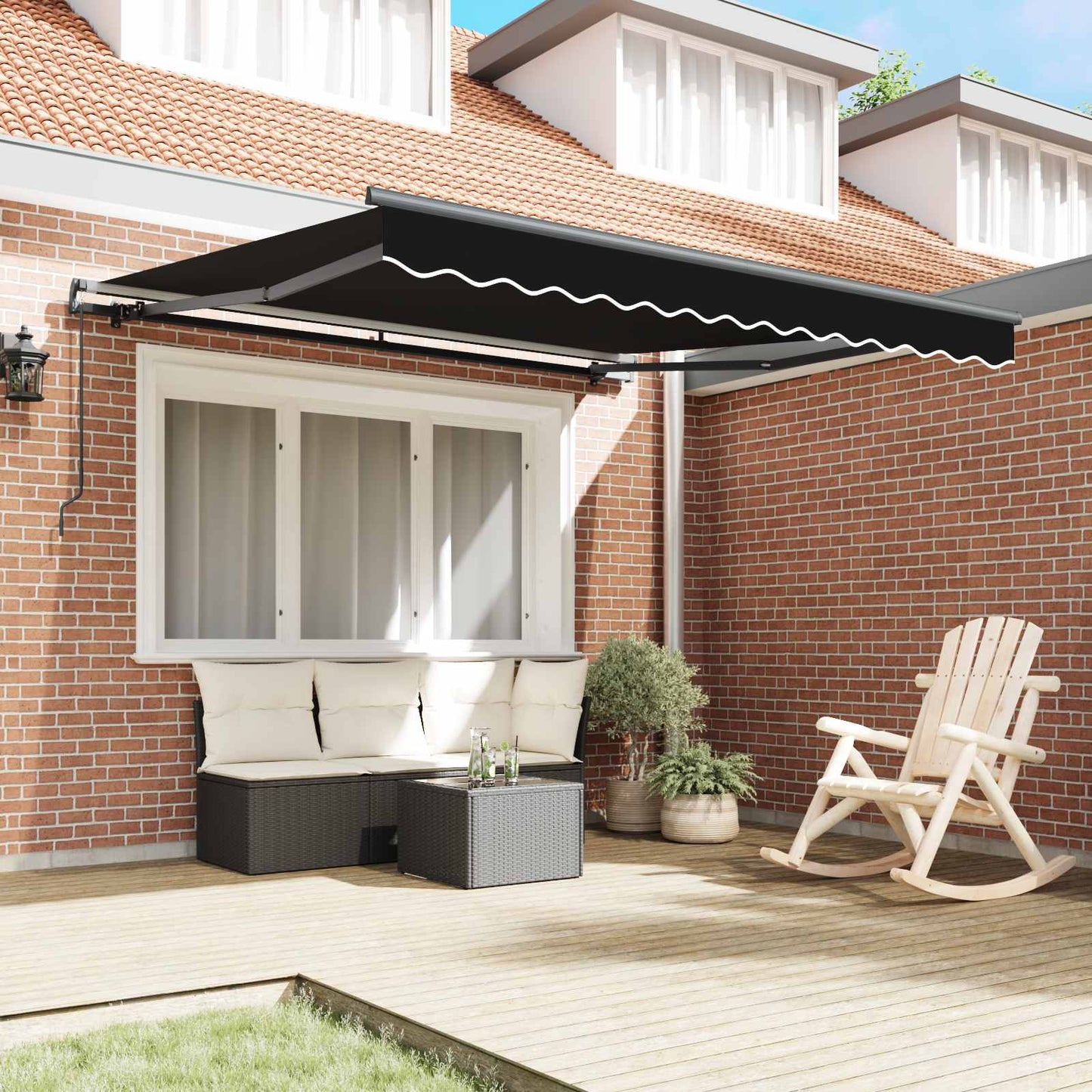 Toldo Retráctil Negro 300 X 250 Cm Poliéster Y Aluminio_2