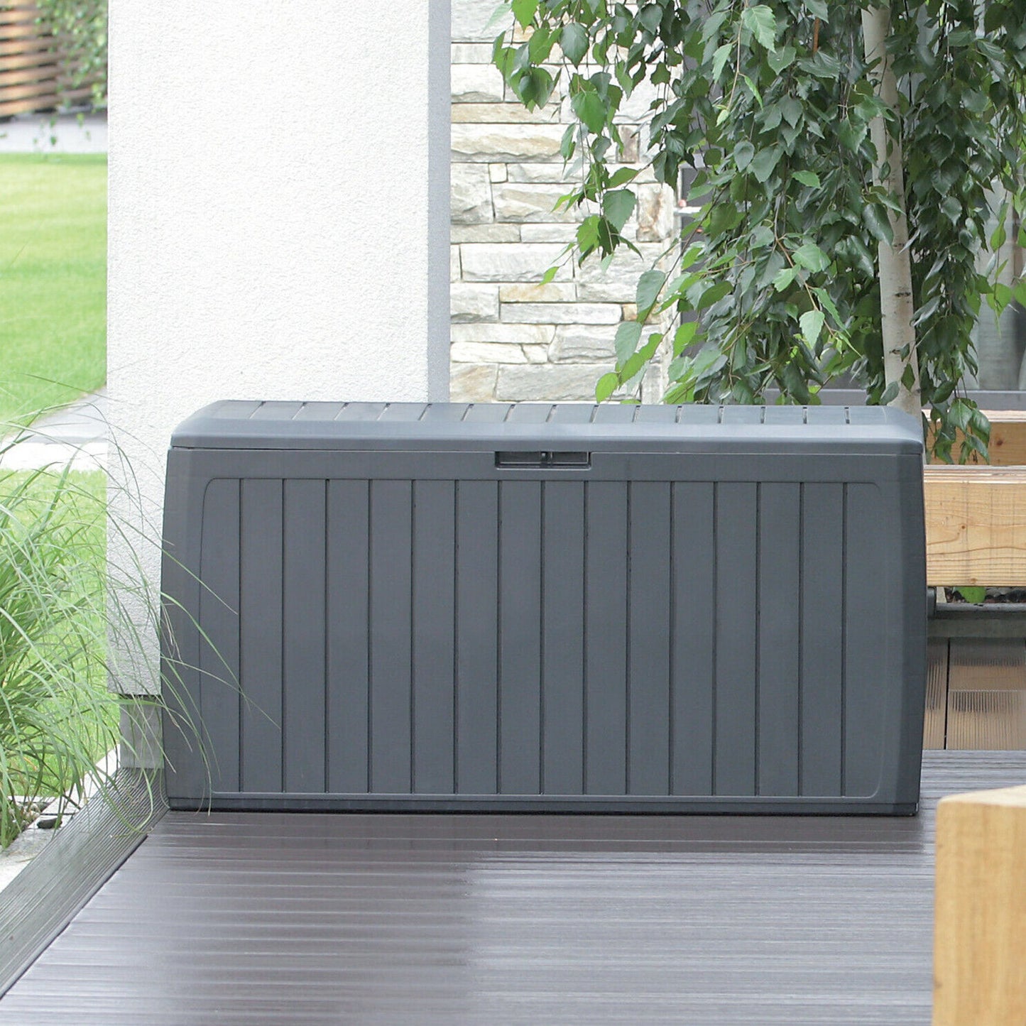 Baul De Jardin 280 Litros Prosperplast Boardebox De Plastico En Color Antracita 116 X 43,3 X 55 Cm_1