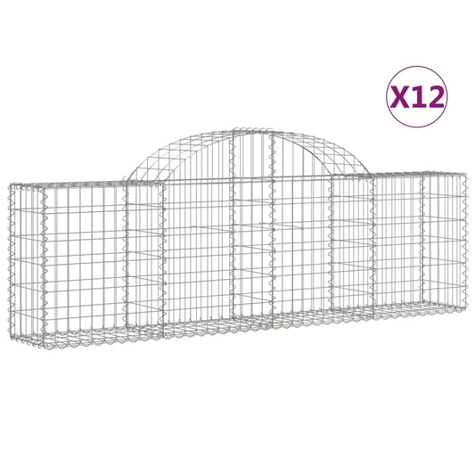 Cestas De Gaviones 12 Uds Forma De Arco Hierro 200x30x60/80 Cm_0