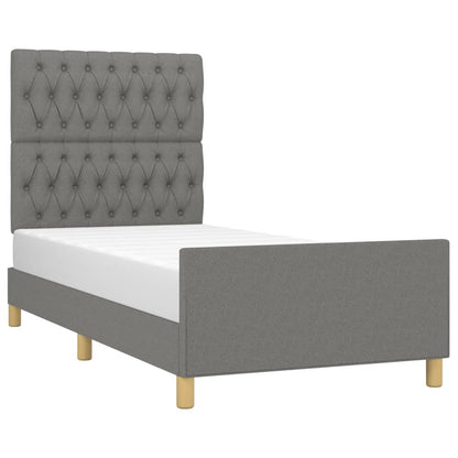 Estructura De Cama Con Cabecero De Tela Gris Oscuro 90x190 Cm / Vetonek_2