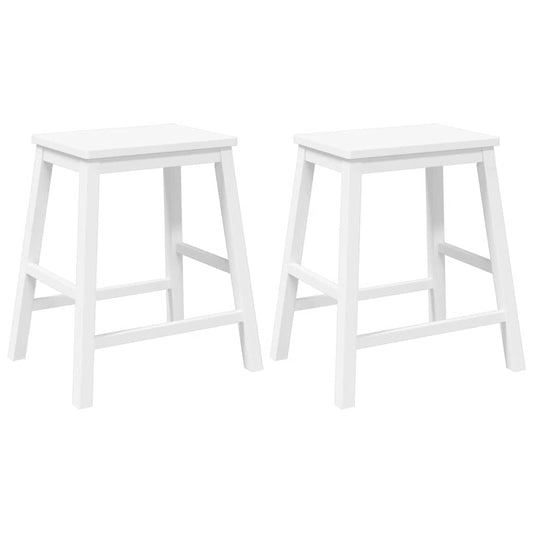 Sillas De Bar 2 Uds Madera Maciza Blanca Caucho_0