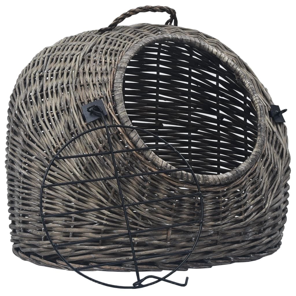 Vidaxl Transportín Para Gatos Sauce Natural Gris 45x35x35 Cm_0