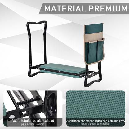 Outsunny Taburete De Jardín Plegable 2 En 1 Con Almohadilla De Espuma Y Bolsa_5