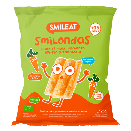 Smilondas Snack de Maiz, garbanzo, lenteja y Zanahoria Eco Smileat 25 g