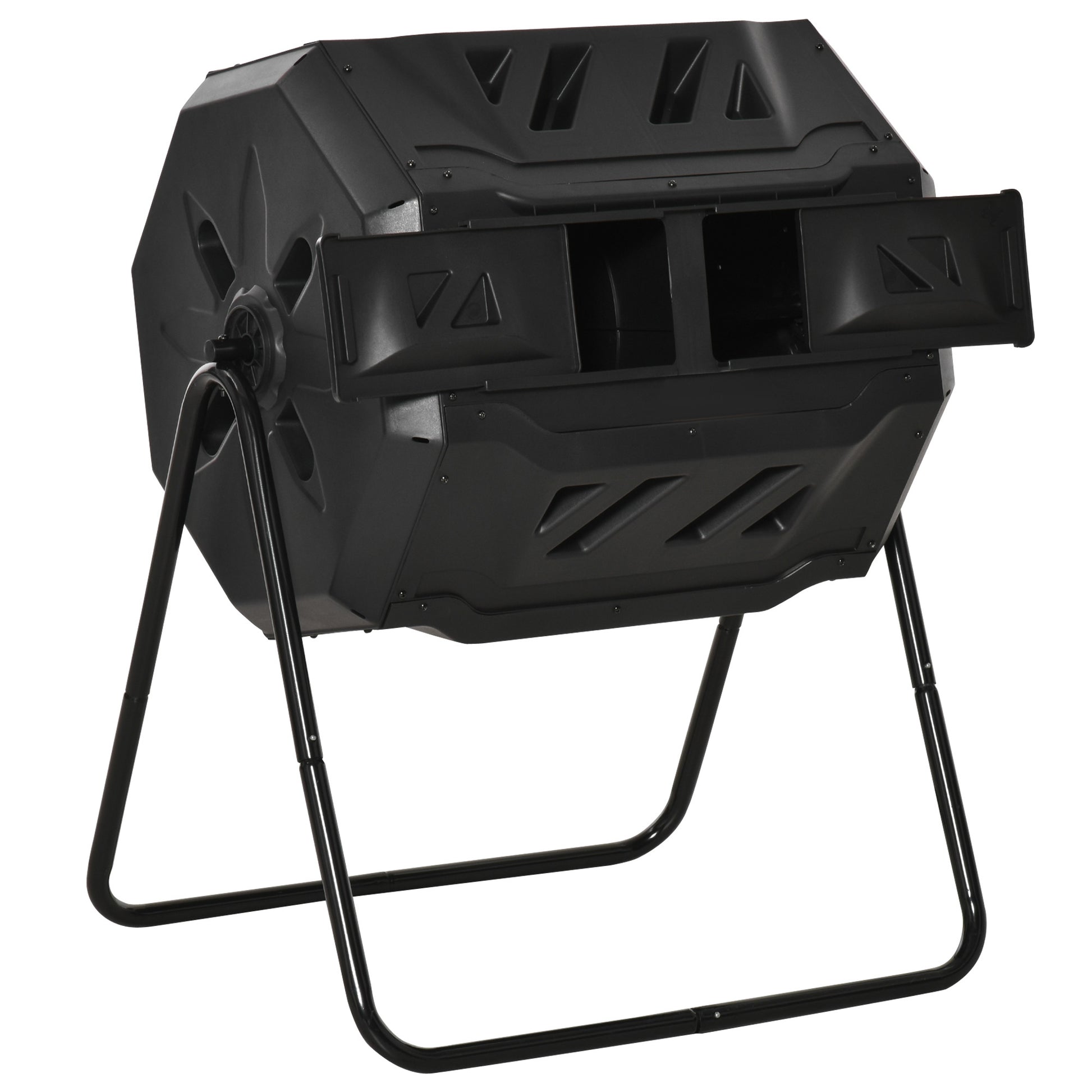 Outsunny Compostador De Tambor Giratorio 160l De Doble Cámara Marco De Acero_0