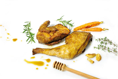 Pollo ecológico asado al horno con miel
