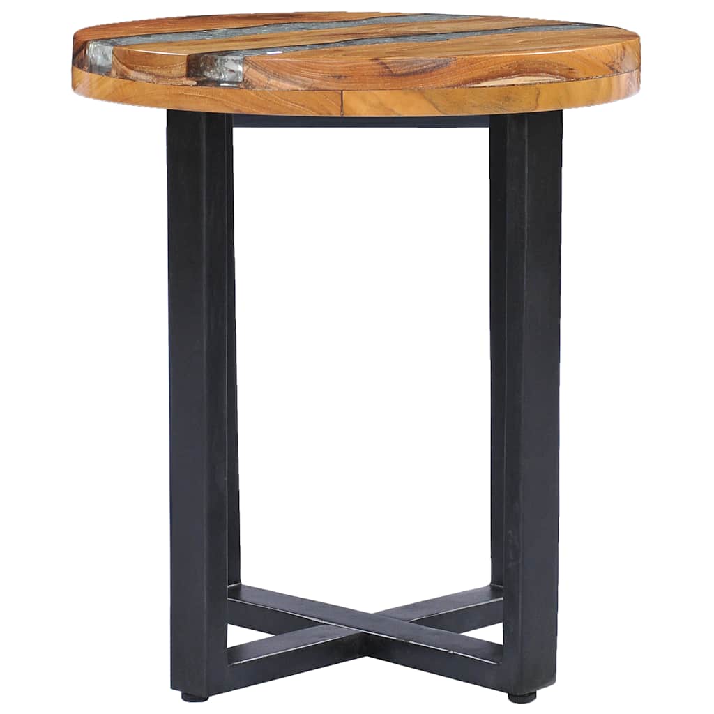 Mesa De Centro De Madera Maciza De Teca Y Polirresina 40x45 Cm_2