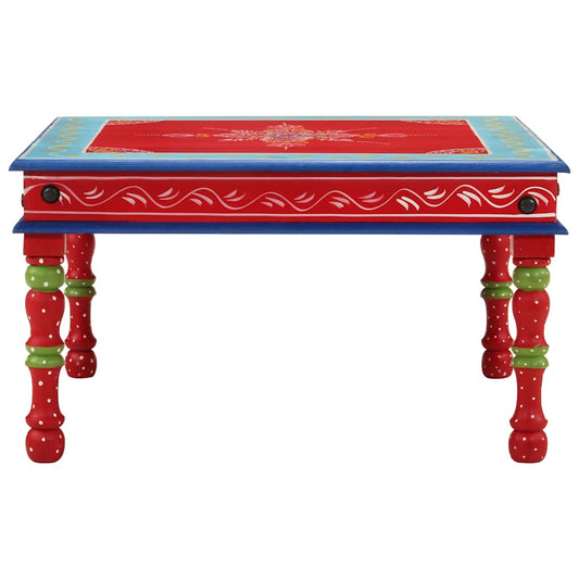 Mesa De Centro Madera Maciza De Mango Rojo Pintada A Mano_0