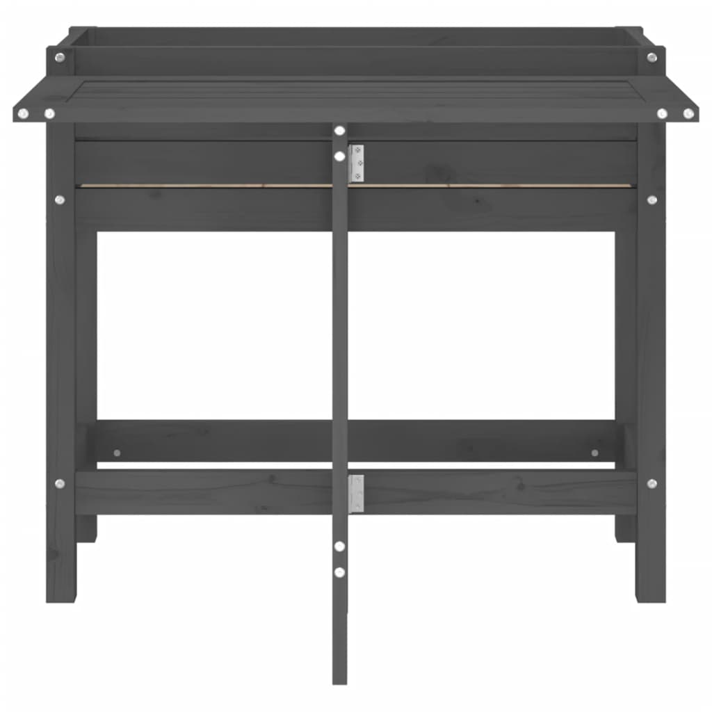 Jardinera Con Tapa Plegable Madera Maciza De Pino Gris_3