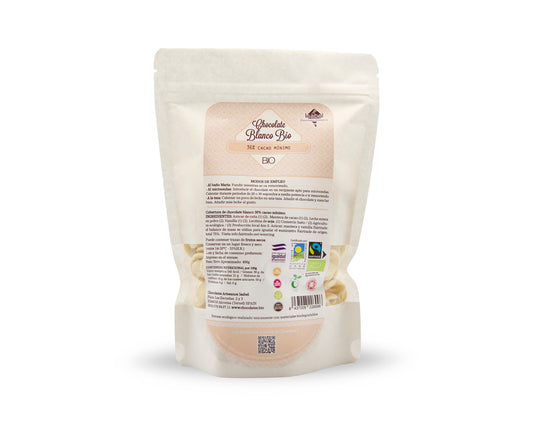 Gotas de cobertura Bio de chocolate blanco 35% cacao, Fair Trade._0