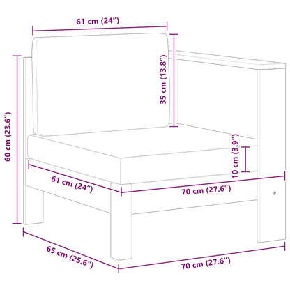 Vidaxl Sofá Central Con 1 Reposabrazos Madera De Acacia Blanca Crema_2